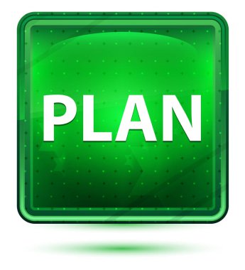Plan Neon Açık Yeşil Kare Düğmesi