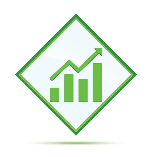 Statistics icon modern abstract green diamond button — Stock Photo, Image