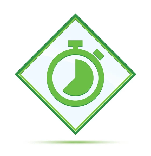 秒表图标现代抽象绿色钻石按钮 — 图库照片