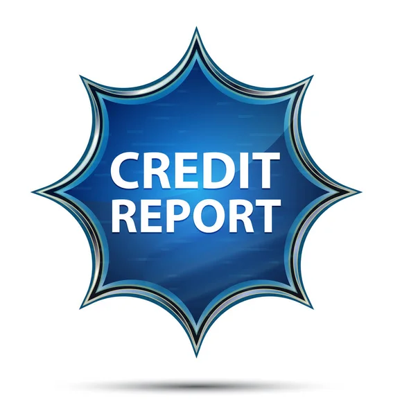 Relatório de crédito mágico vítreo sunburst botão azul — Fotografia de Stock