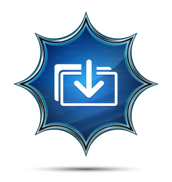 Ladda ner filer ikon Magical glasartade Sunburst blå knapp — Stockfoto