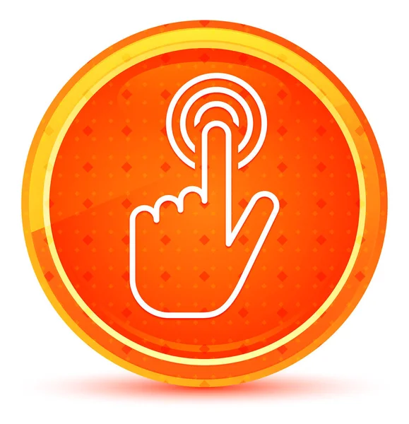 Hand Cursor klicken Sie auf Symbol natürliche orange runde Taste — Stockfoto