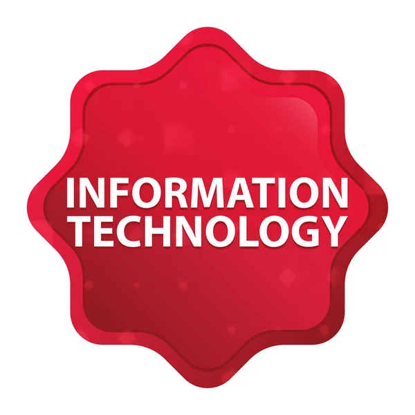 Information Technology misty rose red starburst sticker button — Stock Photo, Image