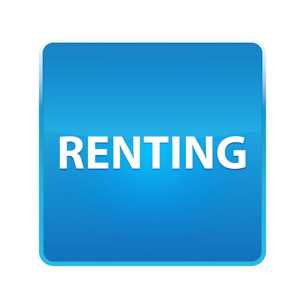 Renting shiny blue square button — Stock Photo, Image