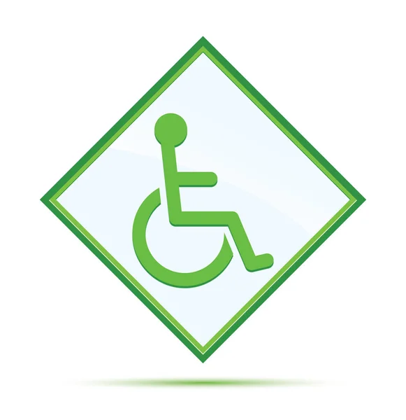 Ícone de handicap cadeira de rodas moderno abstrato botão diamante verde — Fotografia de Stock