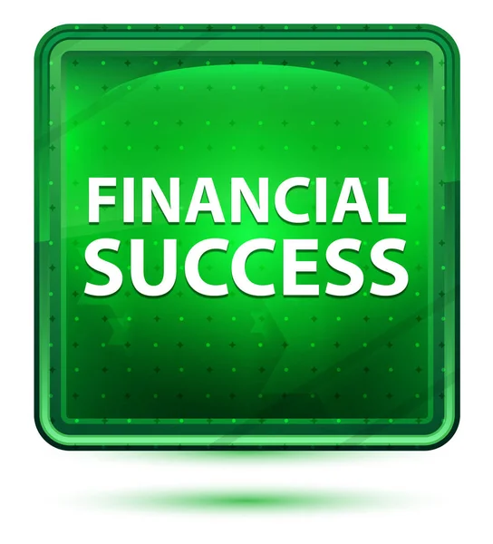 Pénzügyi siker Neonfény zöld négyzet gomb — Stock Fotó