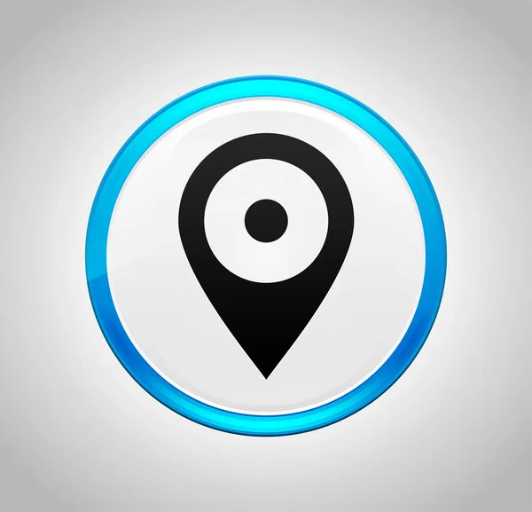 Ícone do pino de localização botão azul redondo — Fotografia de Stock