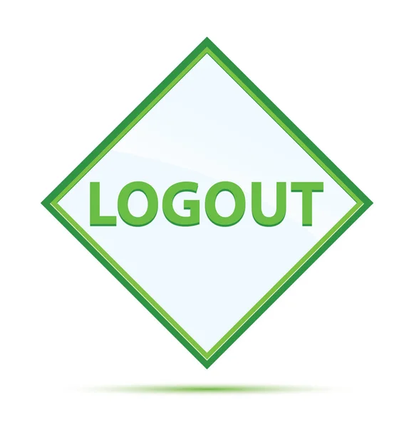 Logout moderner abstrakter grüner Diamant Knopf — Stockfoto