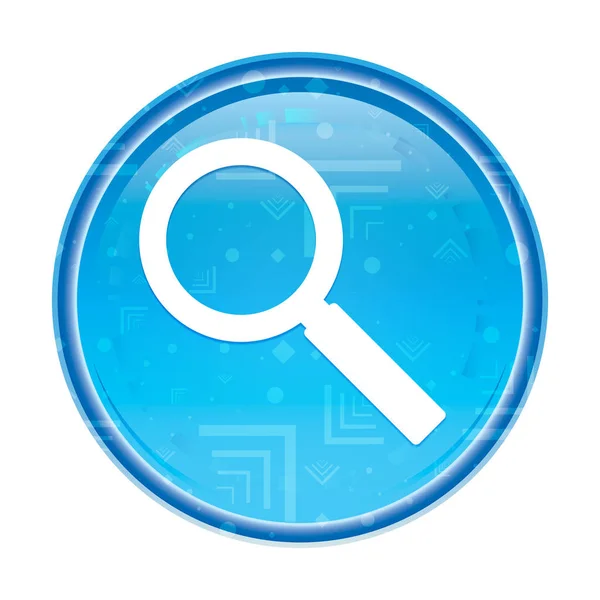 Forstørrelsesglas ikon blomstret blå runde knap - Stock-foto