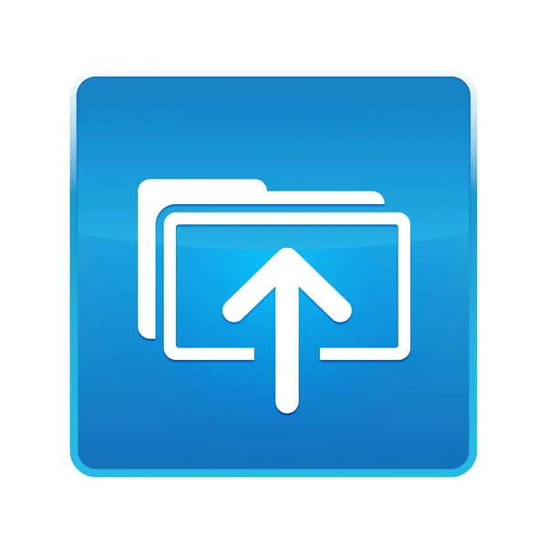 Subir archivos icono brillante azul botón cuadrado —  Fotos de Stock
