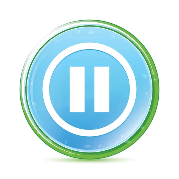 Pausa icono natural aqua cyan botón redondo azul Imagen de stock