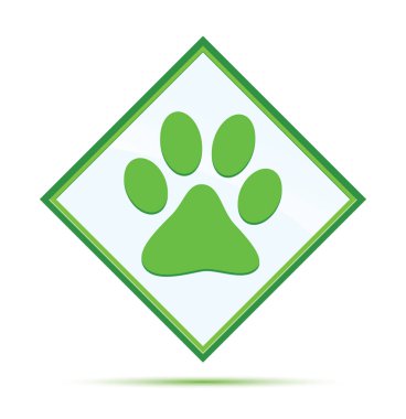 Hayvan pençe baskı simgesi modern soyut yeşil elmas düğme