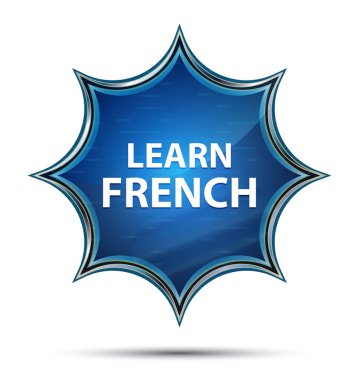 Fransızca büyülü camsı güneş patlaması mavi düğme öğrenin