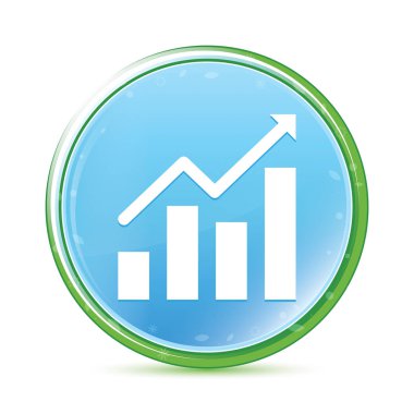 İstatistik simgesi doğal su cyan mavi yuvarlak düğme