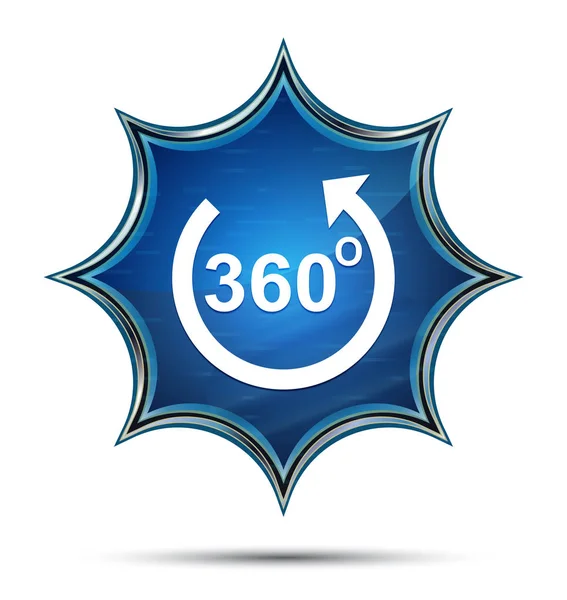 360 stopni strzałka ikona magiczny szklisty Sunburst niebieski butto — Zdjęcie stockowe