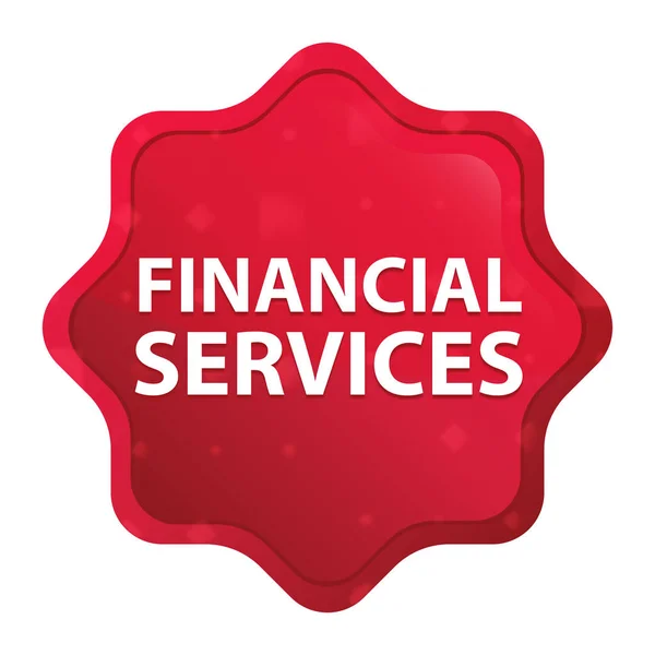 Pénzügyi szolgáltatások ködös Rózsa vörös Starburst matrica gomb — Stock Fotó
