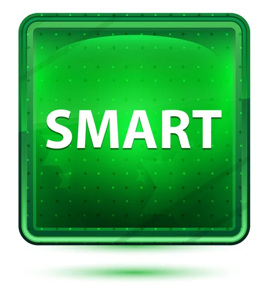 Smart неоновий світло зелена квадратна кнопка — стокове фото