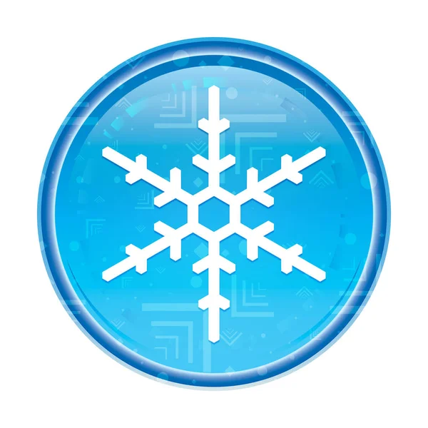 Copo de nieve icono floral azul botón redondo — Foto de Stock