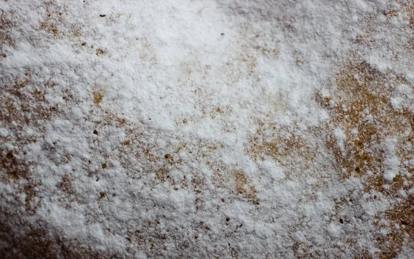 Υφή Του Ψησίματος Άχνη Ζάχαρη Τούρτα Λευκή Σκόνη Μακρό Πλάνο — Φωτογραφία Αρχείου