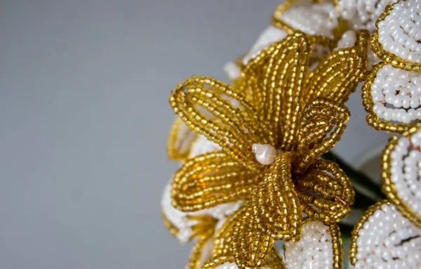 Macro Fiore Oro Fiori Dalle Perline — Foto Stock