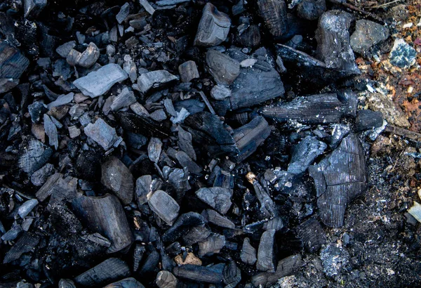 Cinzas Fogo Naturais Com Textura Carvão Preto Cinza Escuro Uma — Fotografia de Stock