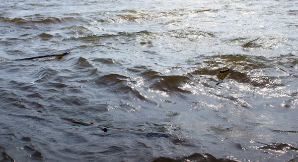 Die Textur Des Wassers Auf Dem Fluss Natürlicher Hintergrund — Stockfoto