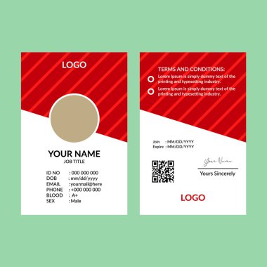 Kırmızı awesome kimlik kartı şablonu