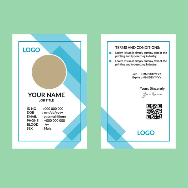 Mavi güzel harika kimlik kartı şablonu