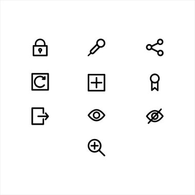 kilit, yenileme,paylaş,artı,rozet,göz, kör,büyütme,Vektör,Simgeler