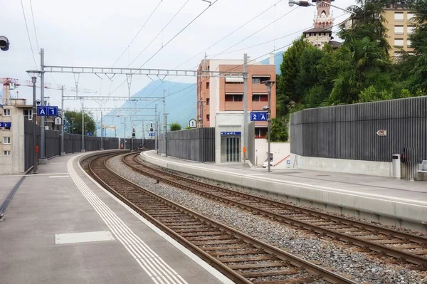 Железнодорожная Станция Lugano Paradiso Salvatore Городе Лугано — стоковое фото