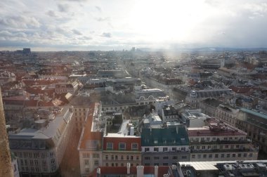 St Stephens Katedrali kulesinden kış Viyana Panoraması. Avusturya.