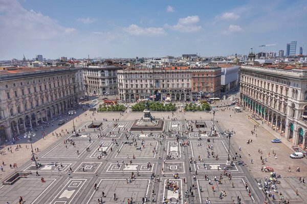 View of the main square in front of the Duomo from the roof.