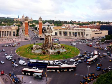 Barcelona 'daki İspanya Meydanı manzarası, Arena alışveriş merkezinin çatısından..