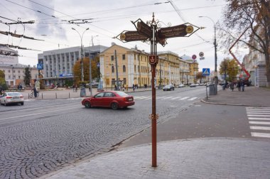 Retro street signs in the city of Vinnitsa.