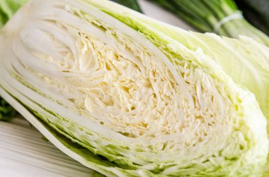 eko ürün bölümünde taze Pekin lahana yeşili, doğal fo