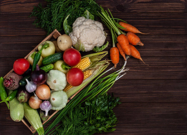 A bunch of ripe natural vegetables.