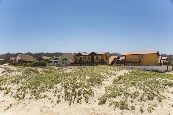 Chileense Kust Met Houten Houseas Van Vakantie Het Strand — Stockfoto