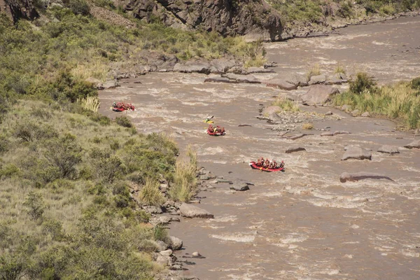 Descent in river rafting in the mountains of the cordillera of the Andes