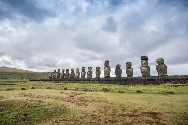 Ahu tongariki 'nin 15 ünlü Moai' si.