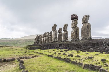 Tongariki 15 moai perspektif görünümü