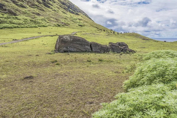 Rano Raraku volkan ve düşmüş moai