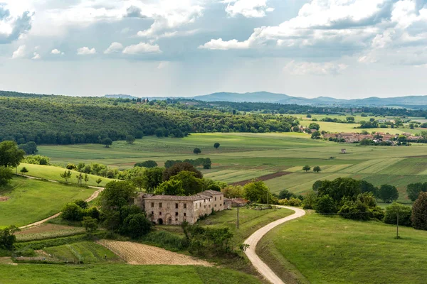Blick Auf Die Toskanische Landschaft Von Den Stadtmauern Von Monteriggioni — Stockfoto