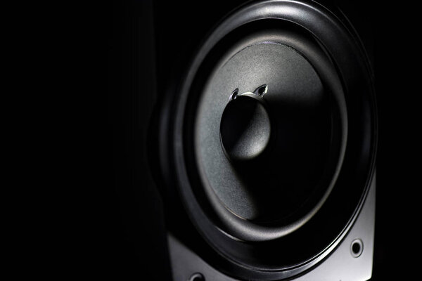 Black stereo speaker closeup