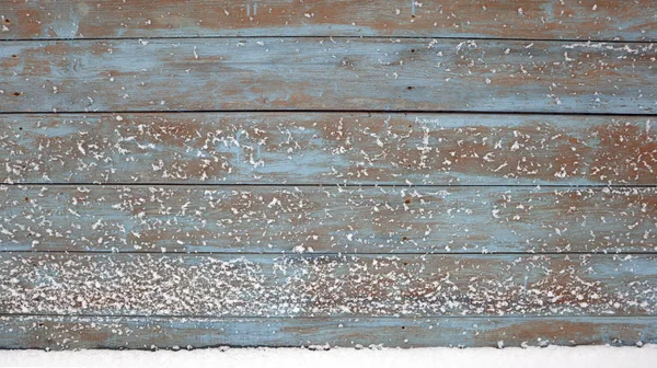 Alte Holzwand Schneehintergrund — Stockfoto