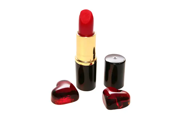 Roter Lippenstift isoliert auf weißem Hintergrund — Stockfoto