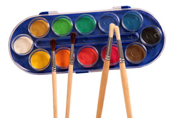 Paints and brush — Stock Photo, Image