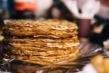 bir yığın krep Shrovetide.