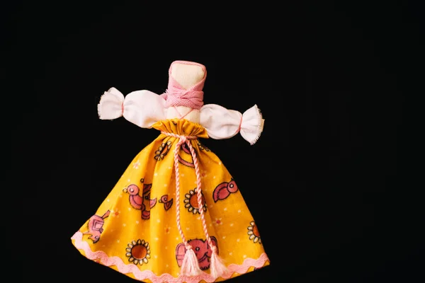 Little Shrovetide Dolls Street Fair Scarecrow Burning Symbol Upcoming Spring — Stock Photo, Image