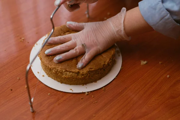 Вырезать Слои Торта Создать Торт — стоковое фото