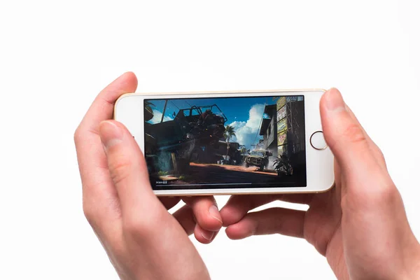 Samara Russia 2019 Download Game Playerunknowns Battlegrounds Playing Iphone Mobile — Stock Photo, Image